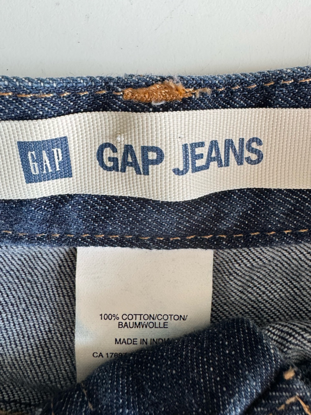 GAP Dark Indigo Blue Rinse Cotton Denim A Line Midi Jean Skirt Sz 10 - Picture 3 of 7